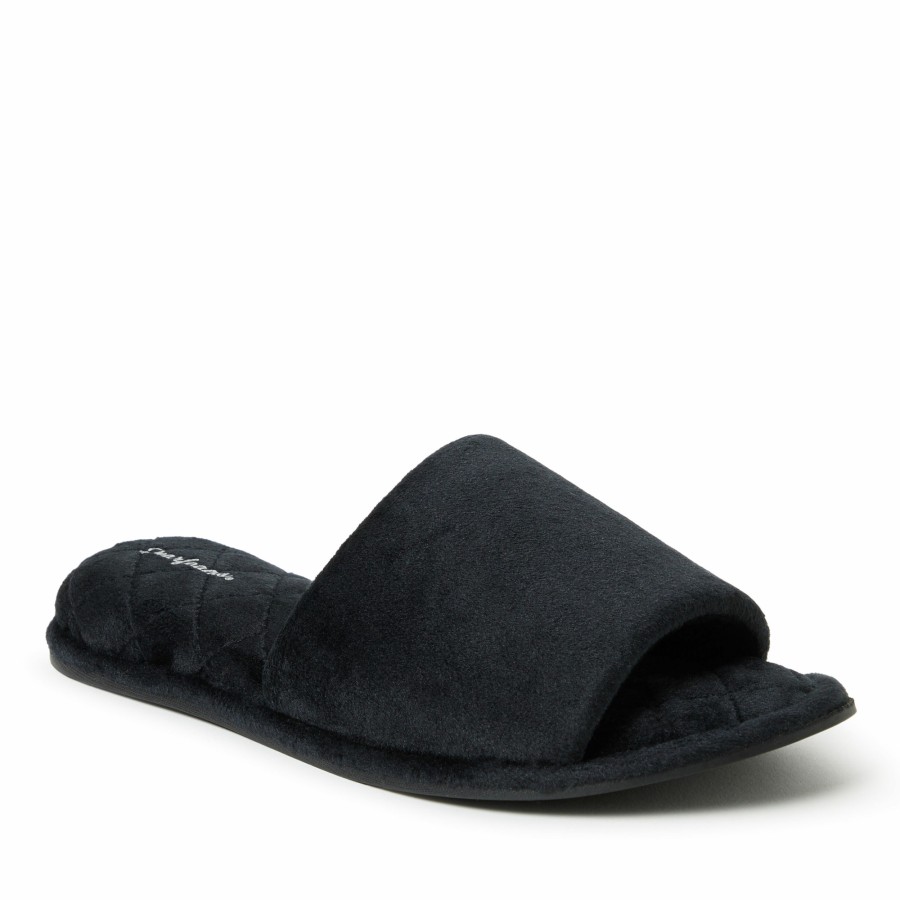 Women Dearfoams Slide & Flip Flop Slippers | Women'S Beatrice Microfiber Velour Side Gore Slide