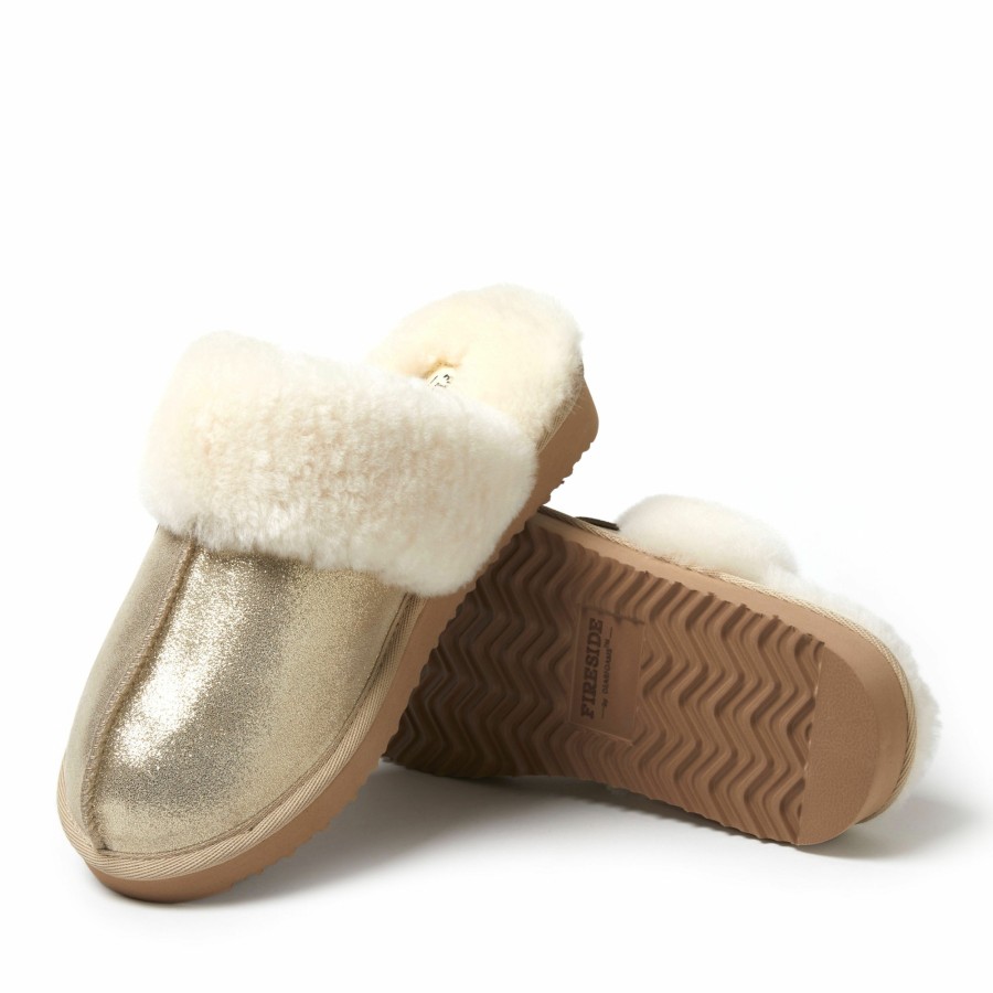 Women Dearfoams Clog & Scuff Slippers | Women'S Fireside By Dearfoams Women'S Sydney Genuine Shearling Scuff