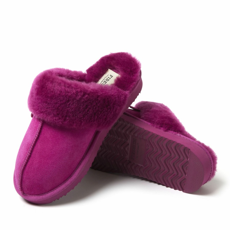 Women Dearfoams Slippers | Women'S Fireside By Dearfoams Sydney Genuine Shearling Scuff