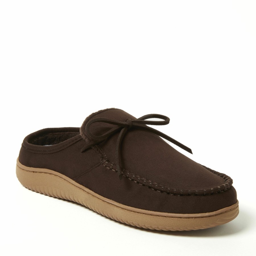 Men Dearfoams Moccasin Slippers | Men'S Fowler Moc Toe Clog With Tie