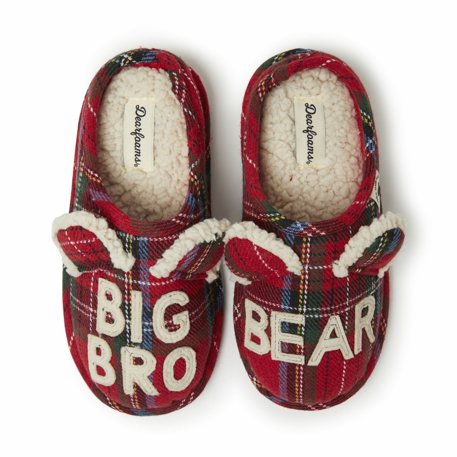 Kids Dearfoams Slippers | Kids Lil Bear Plaid Clog Slipper