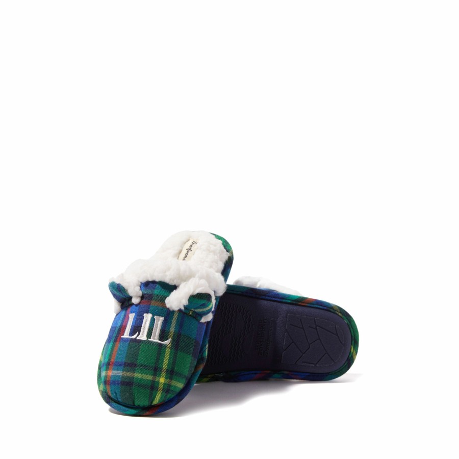 Kids Dearfoams Slippers | Kids Lil Bear Plaid Scuff