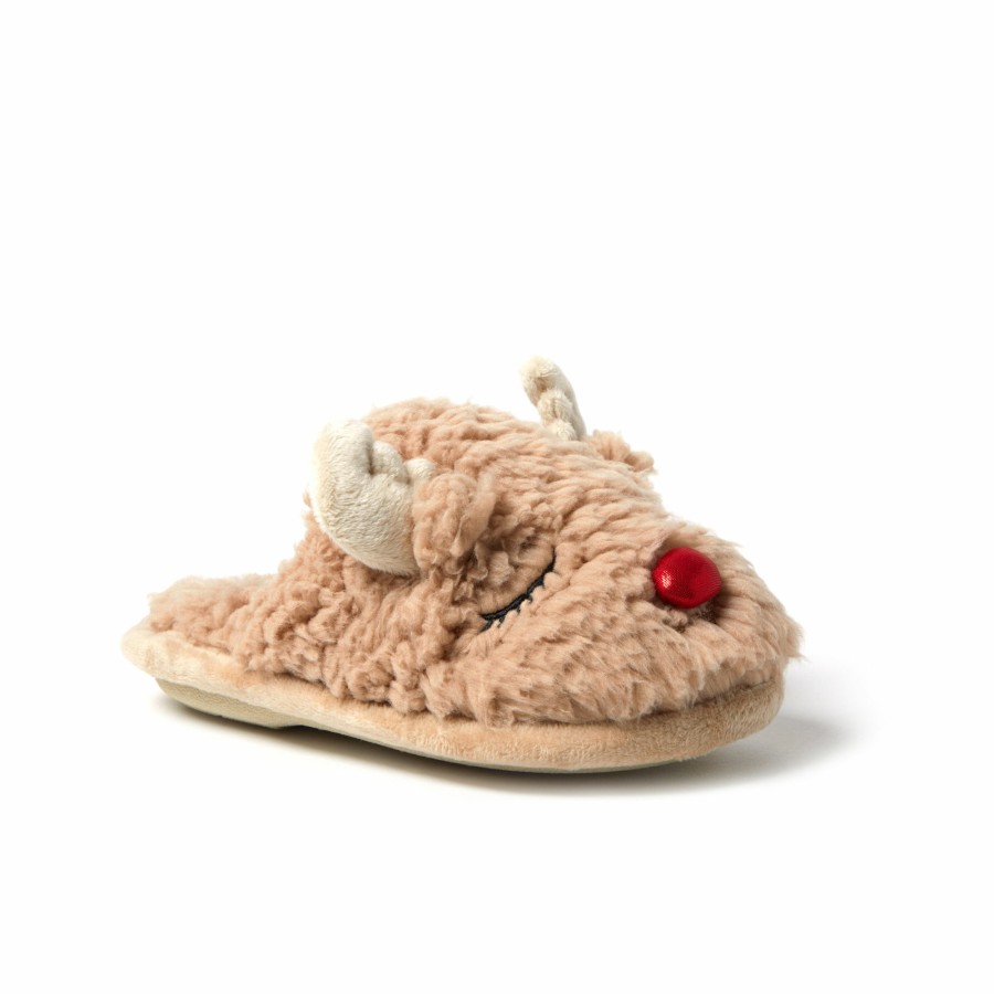 Kids Dearfoams Slippers | Kid'S Reindeer Scuff Slippers