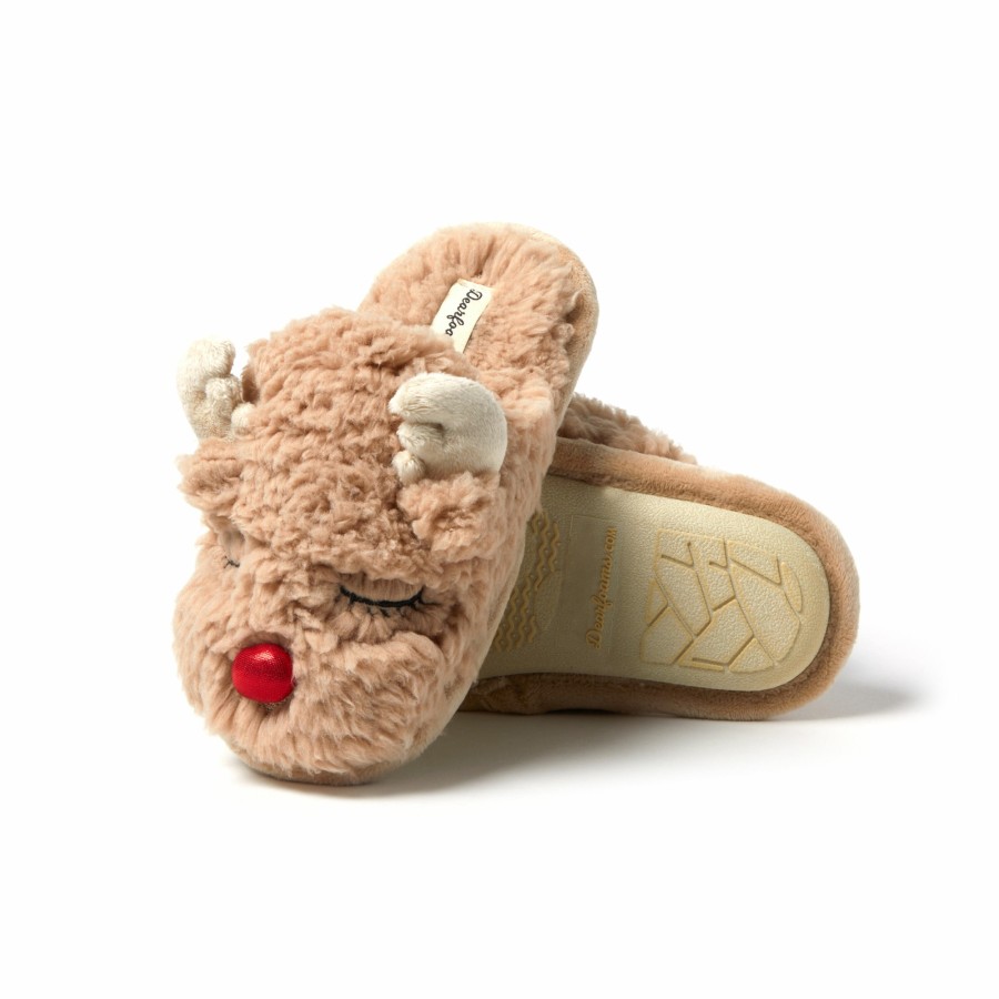 Kids Dearfoams Slippers | Kid'S Reindeer Scuff Slippers