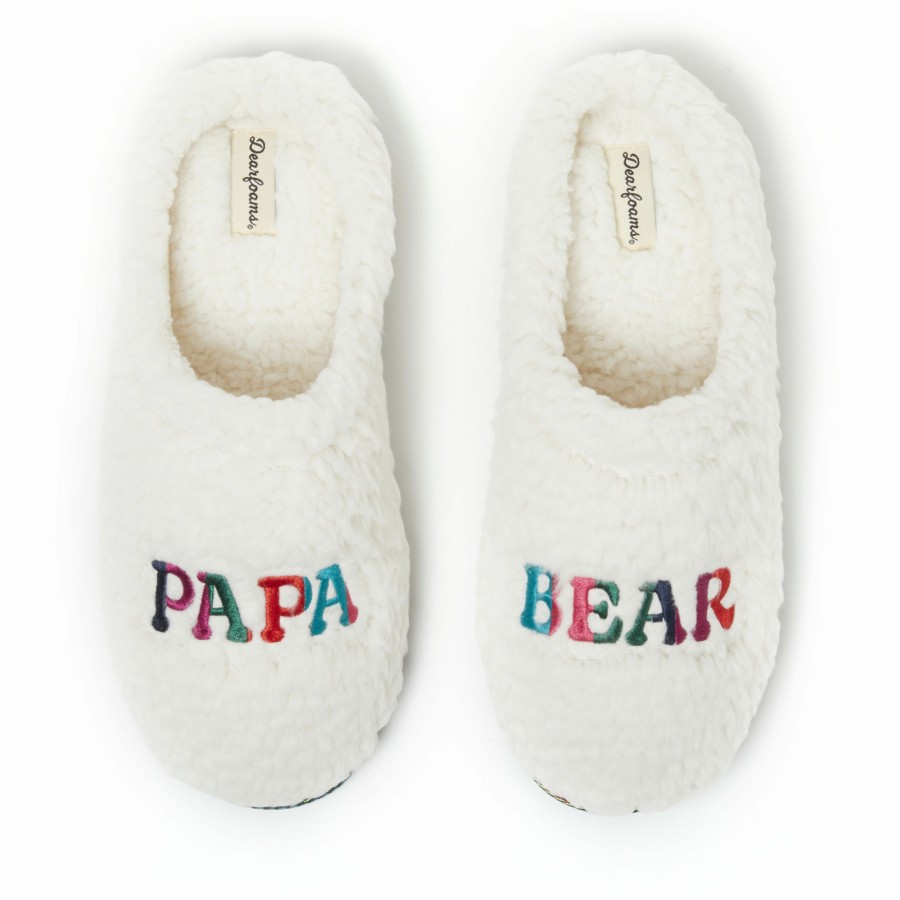 Men Dearfoams Clog & Scuff Slippers | Men'S Papa Bear Teddy Clog