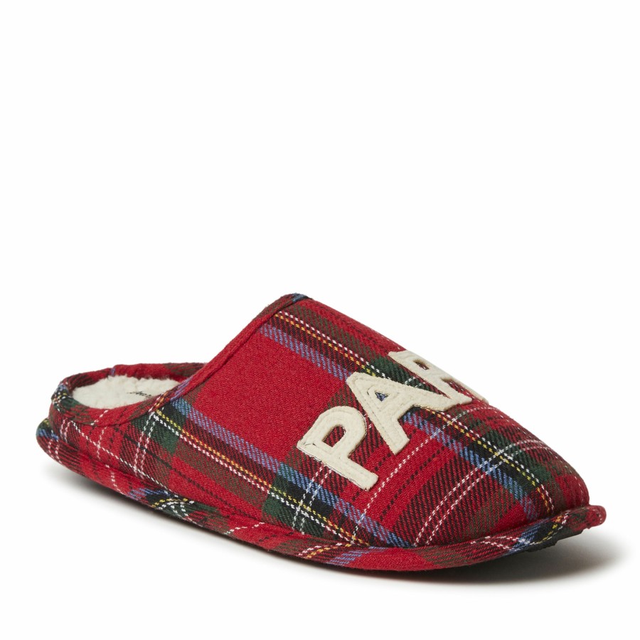 Men Dearfoams Clog & Scuff Slippers | Men'S Papa Bear Plaid Clog Slipper