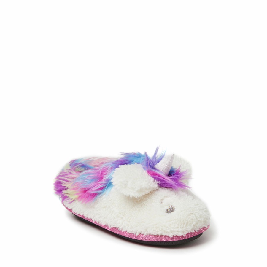 Kids Dearfoams Slippers | Kids Rainbow Unicorn Clog Slipper