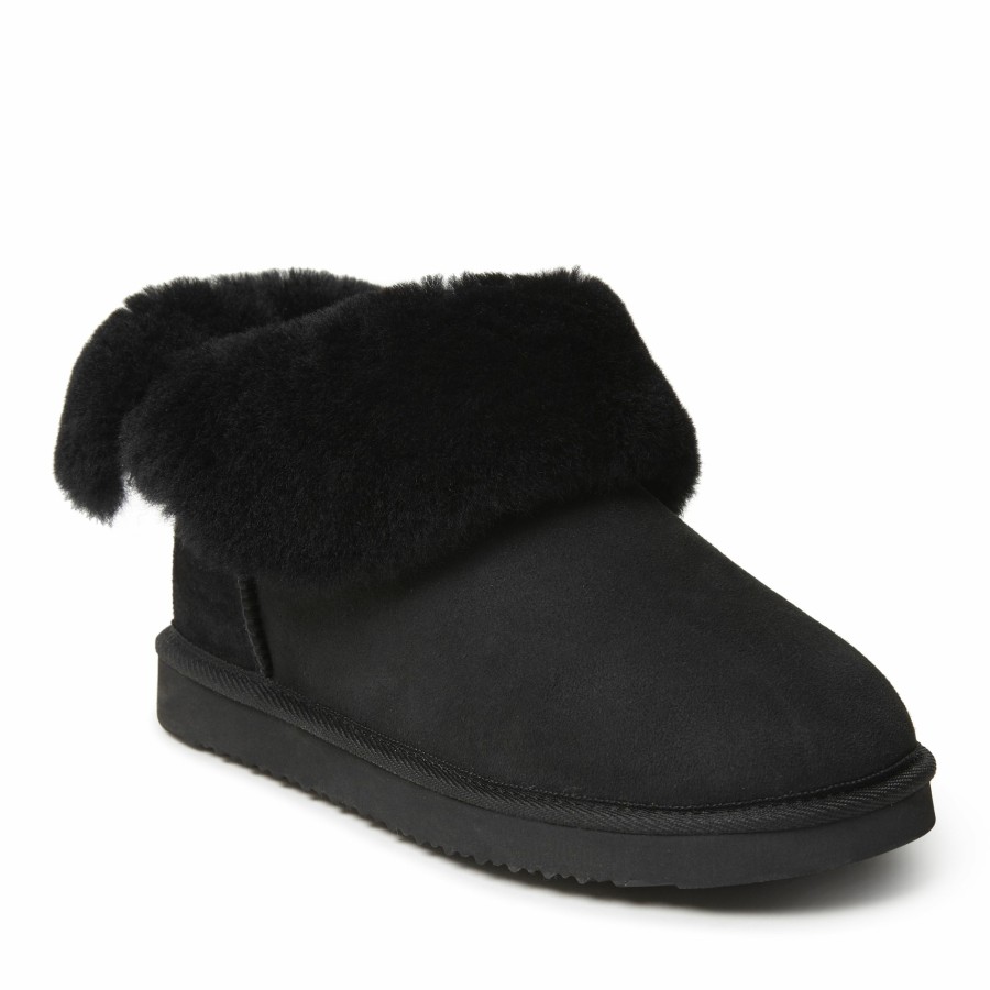 Women Dearfoams Slippers | Women'S Fireside By Dearfoams Perth Genuine Shearling Foldover Boot Slipper