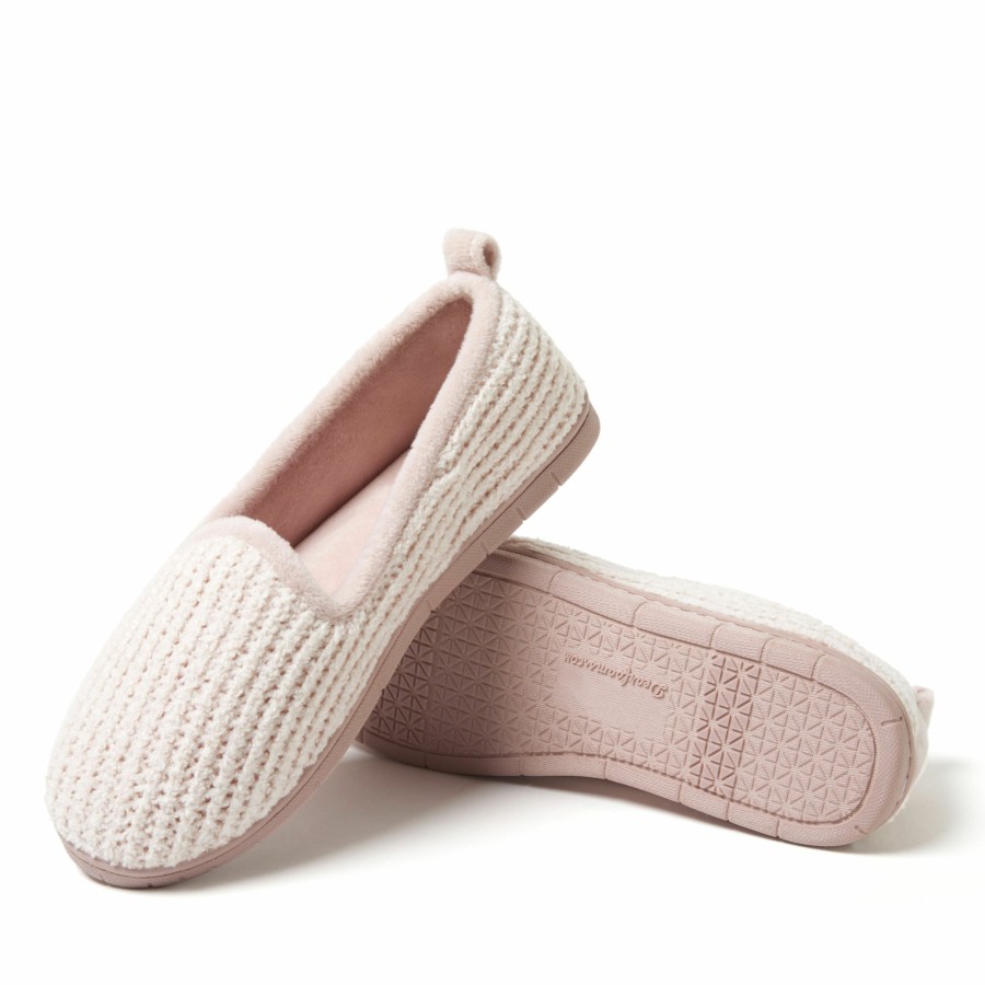 Women Dearfoams Moccasin Slippers | Women'S Rachel Marled Chenille Closed Back