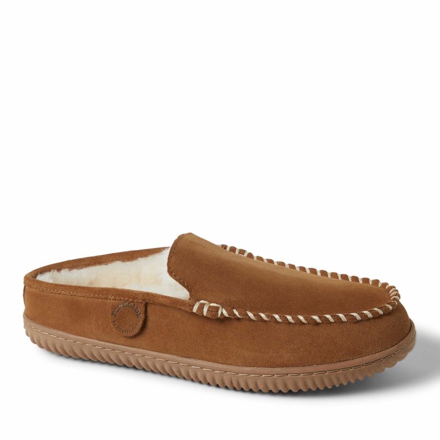 Men Dearfoams Clog & Scuff Slippers | Men'S Fireside By Dearfoams Gold Coast Shearling Mule