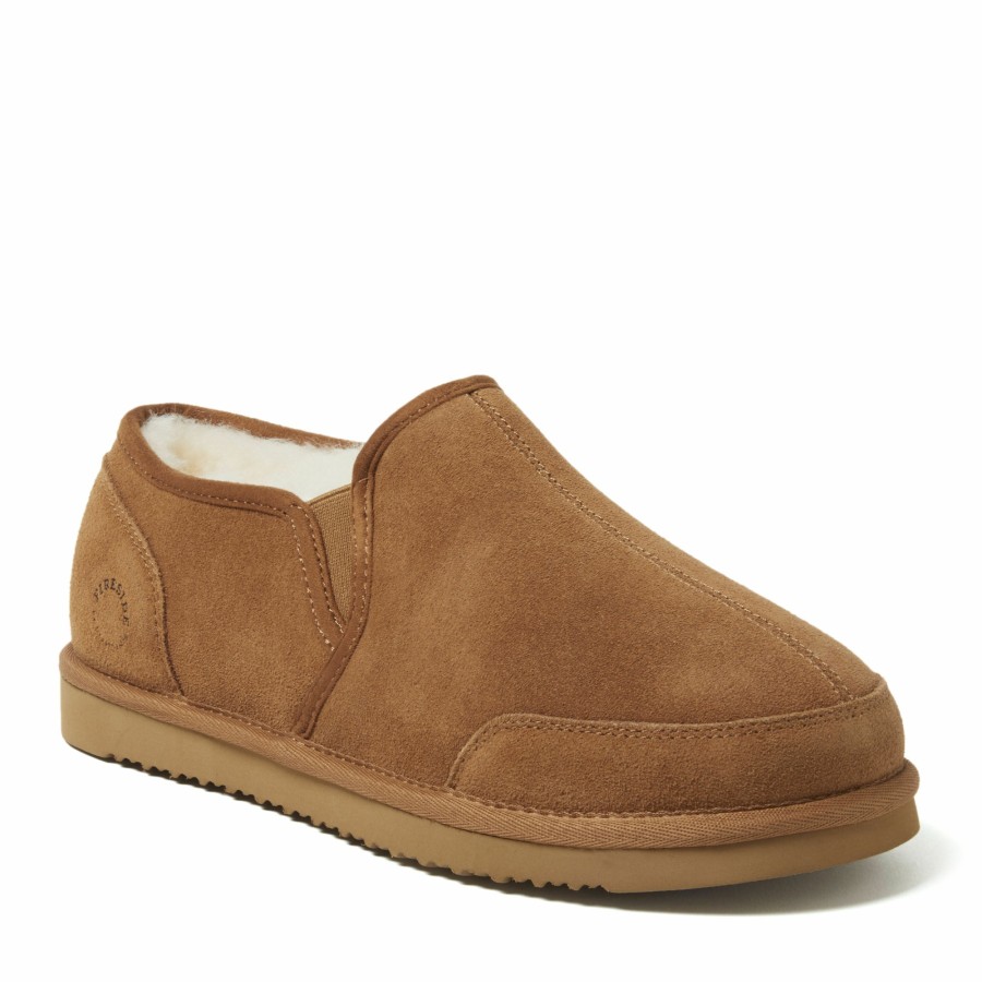 Men Dearfoams Slippers | Men'S Fireside By Dearfoams Ballarat Genuine Suede Closed Back