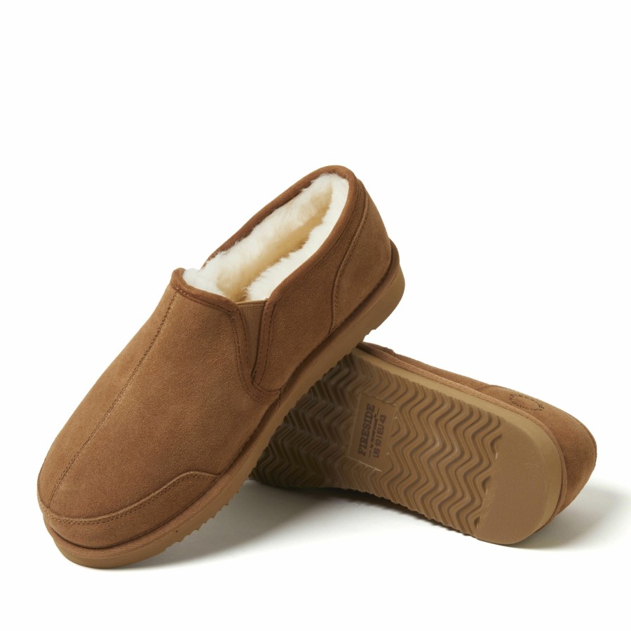 Men Dearfoams Slippers | Men'S Fireside By Dearfoams Ballarat Genuine Suede Closed Back