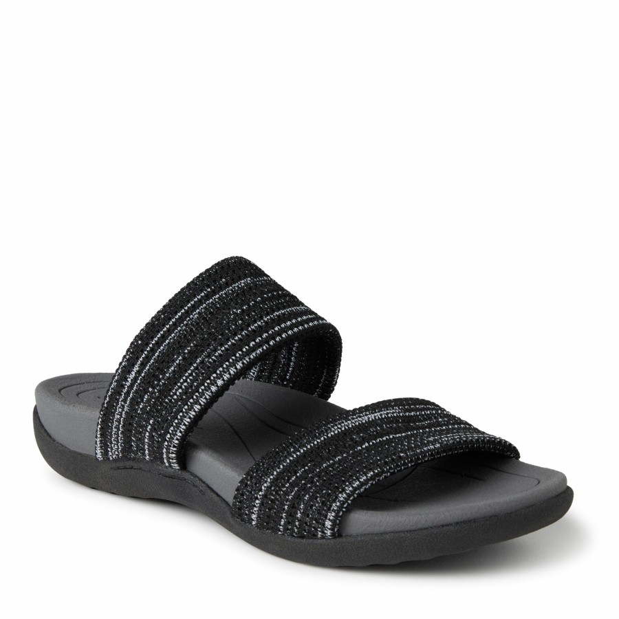 Women Dearfoams Slide & Flip Flop Slippers | Women'S Blair Low Foam Double Band Sandal