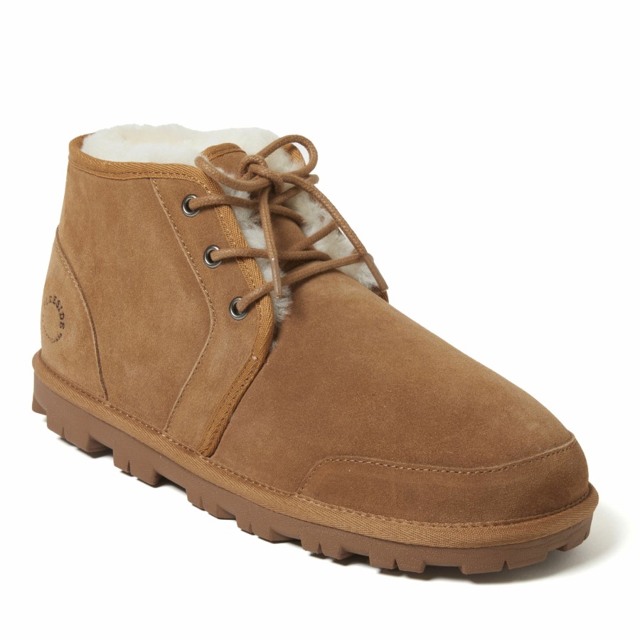 Men Dearfoams Boot & Bootie Slippers | Men'S Shepparton Lace Up Bootie