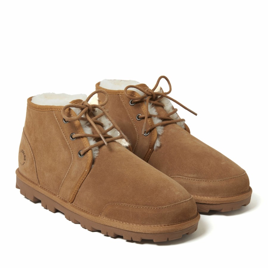 Men Dearfoams Boot & Bootie Slippers | Men'S Shepparton Lace Up Bootie