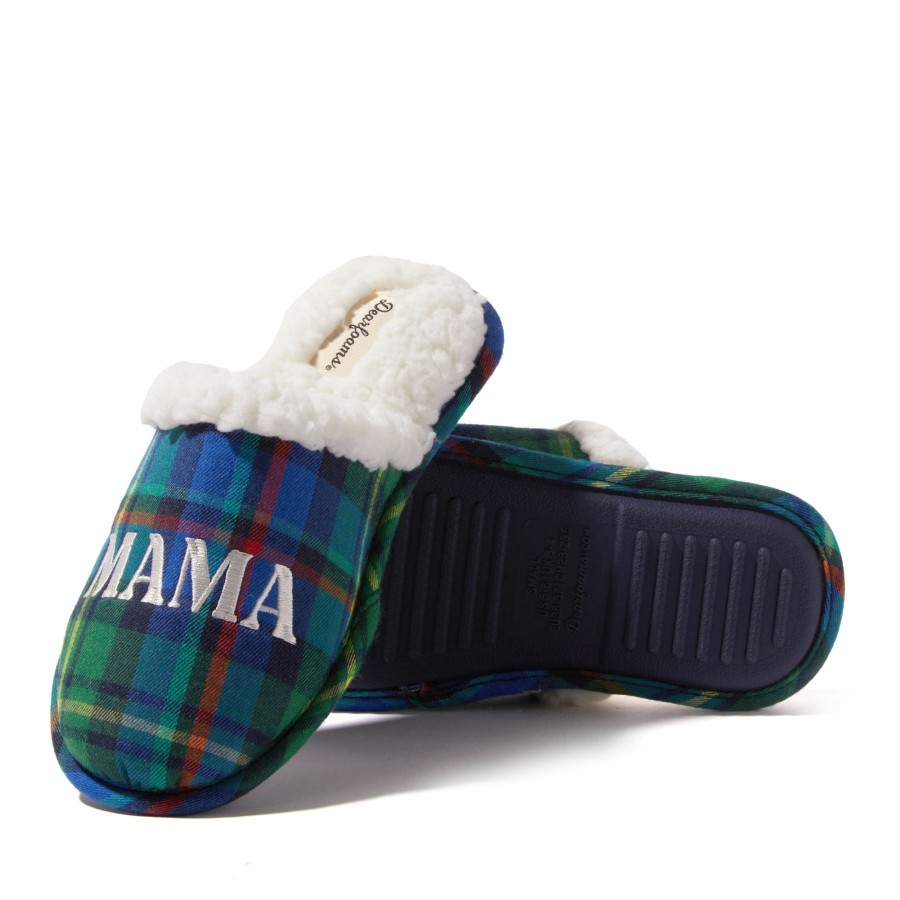 Women Dearfoams Clog & Scuff Slippers | Women'S Mama Bear Plaid Scuff