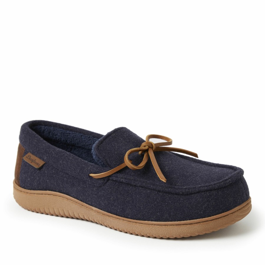 Men Dearfoams Moccasin Slippers | Men'S Westboro Wool Blend Energy Return Moccasin Slippers