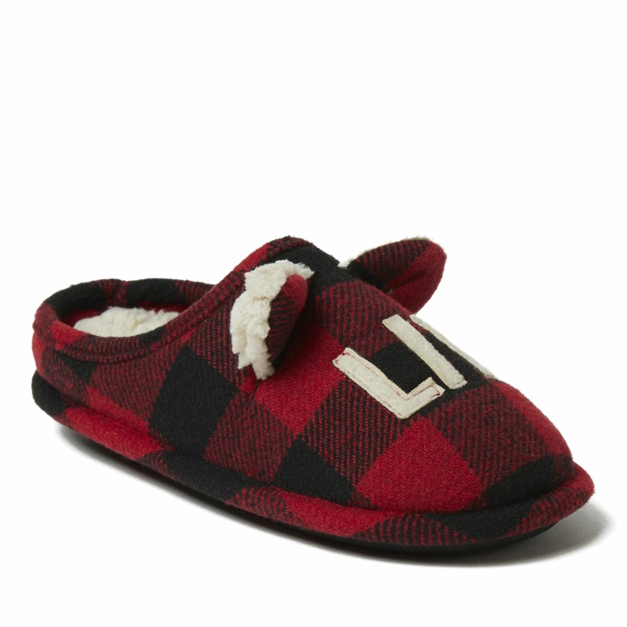 Kids Dearfoams Slippers | Kids Lil' Bear Buffalo Check Clog Slipper