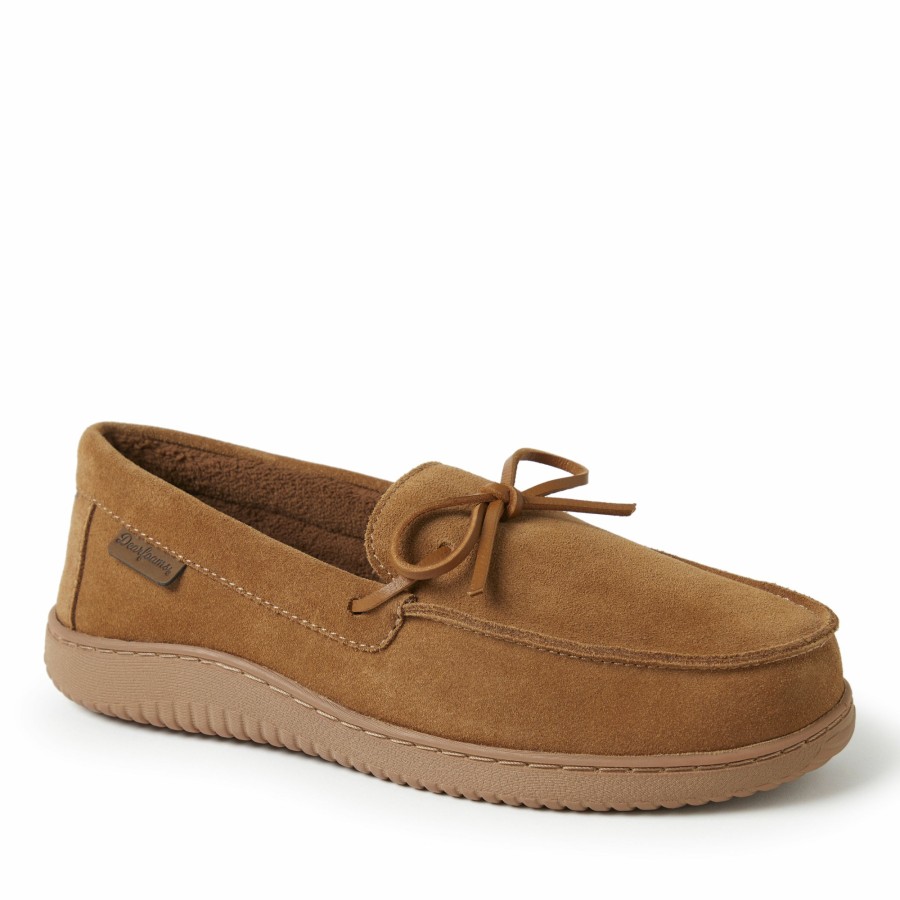 Men Dearfoams Moccasin Slippers | Men'S Westboro Genuine Suede Energy Return Moccasin Slippers