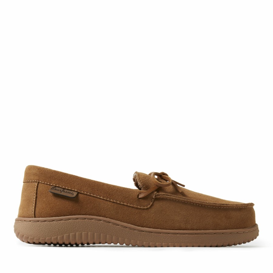 Men Dearfoams Moccasin Slippers | Men'S Westboro Genuine Suede Energy Return Moccasin Slippers