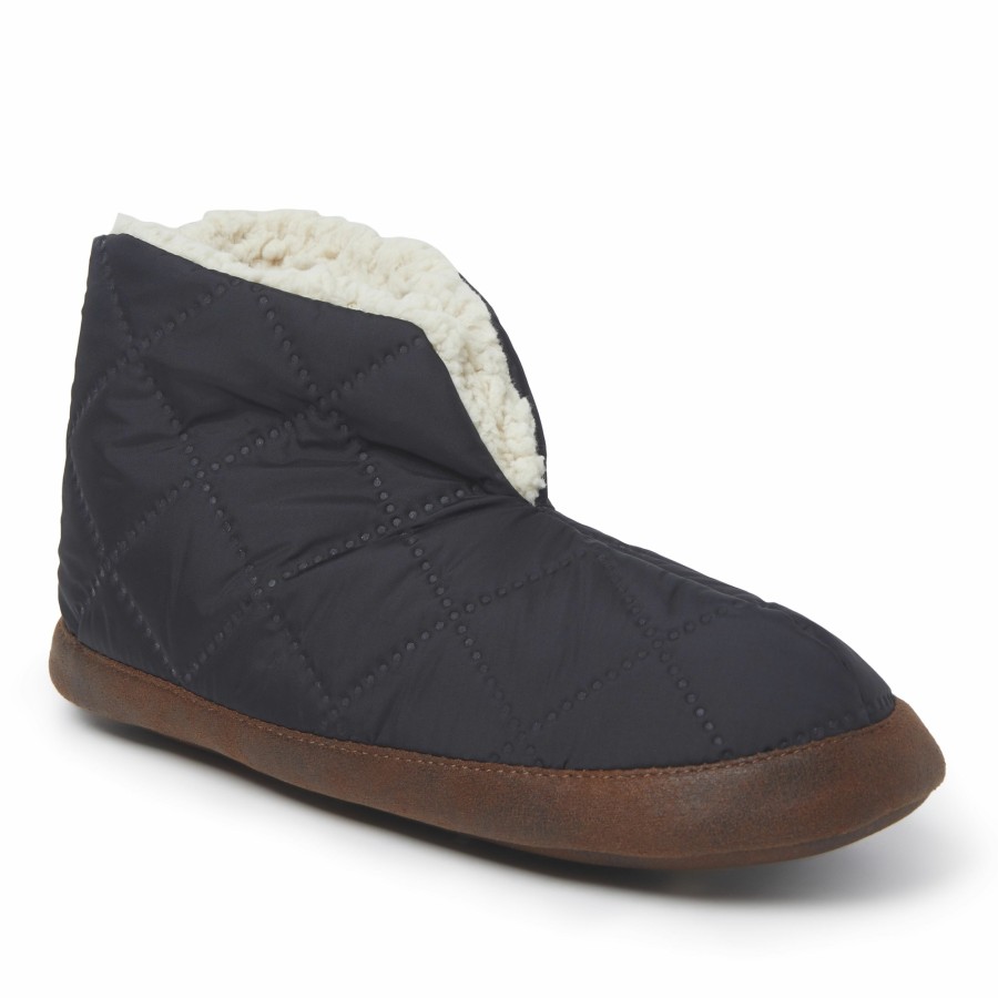 Men Dearfoams Boot & Bootie Slippers | Men'S Original Quilted Nylon Warm Up Bootie