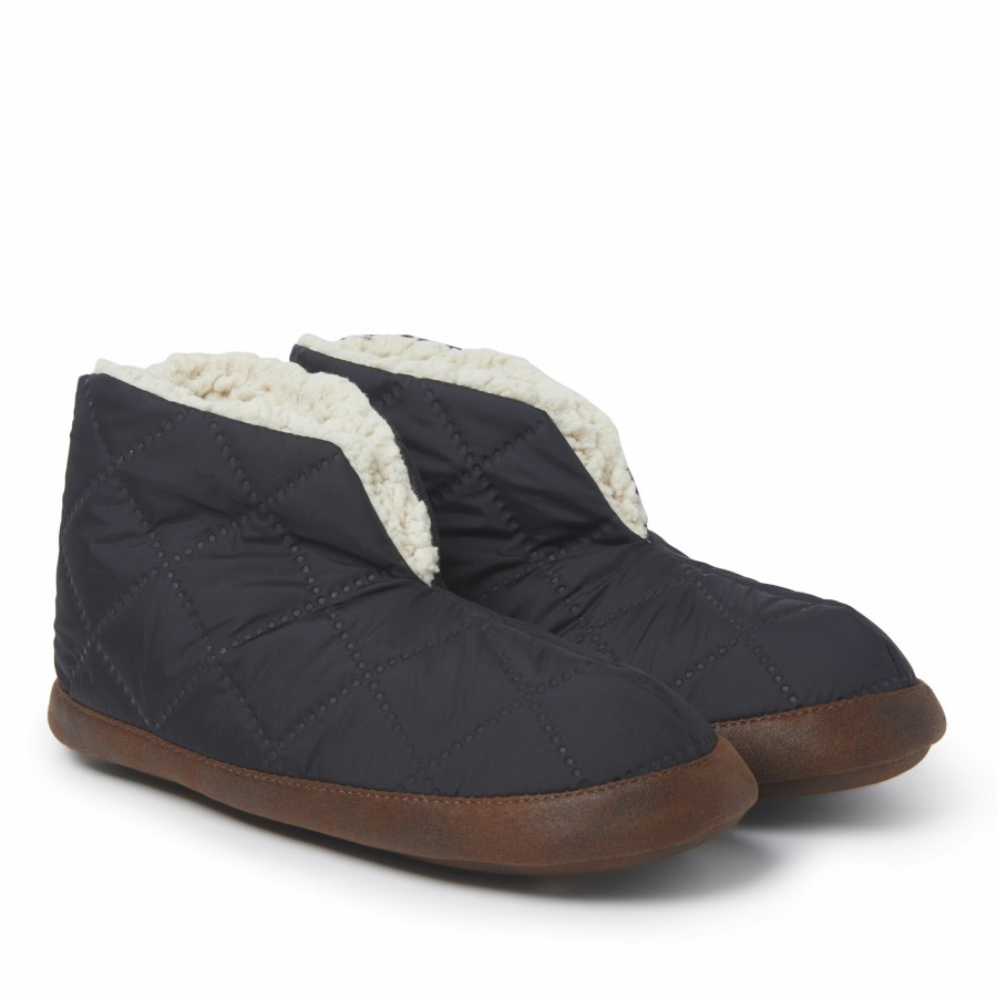 Men Dearfoams Boot & Bootie Slippers | Men'S Original Quilted Nylon Warm Up Bootie