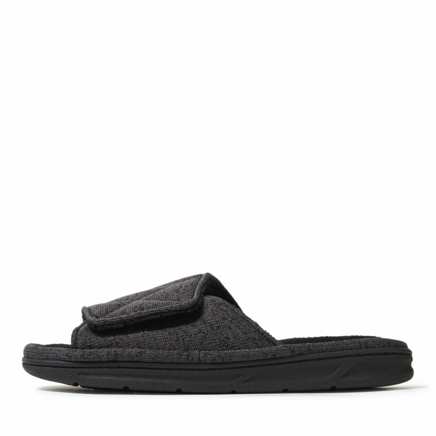 Men Dearfoams Slippers | Men'S Chase Marled Knit Adjustable Slide