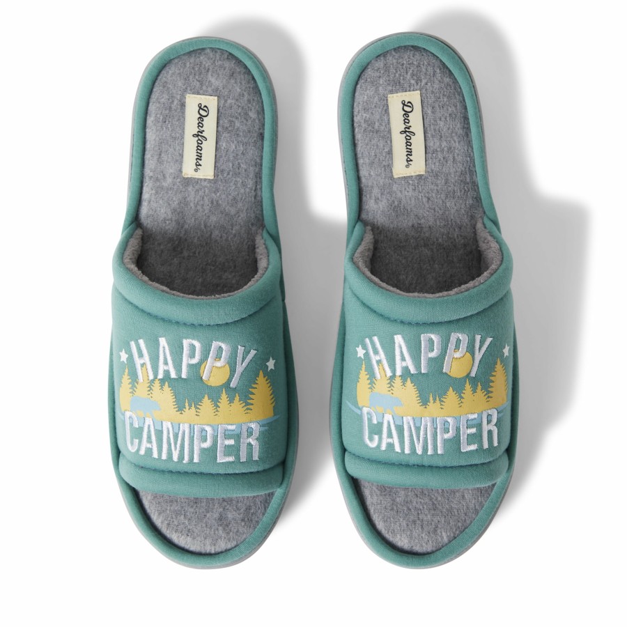 Men Dearfoams Slide & Flip Flop Slippers | Men'S Lennox Sweatshirt Camp Slide Slipper