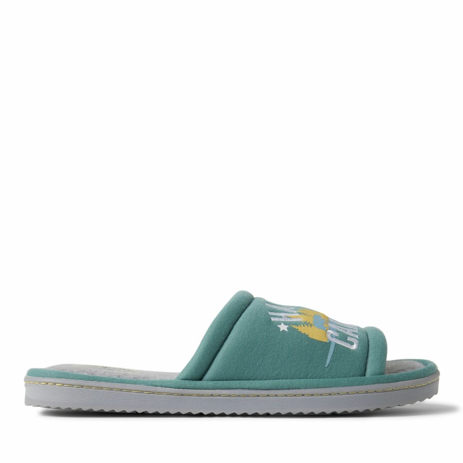 Men Dearfoams Slide & Flip Flop Slippers | Men'S Lennox Sweatshirt Camp Slide Slipper