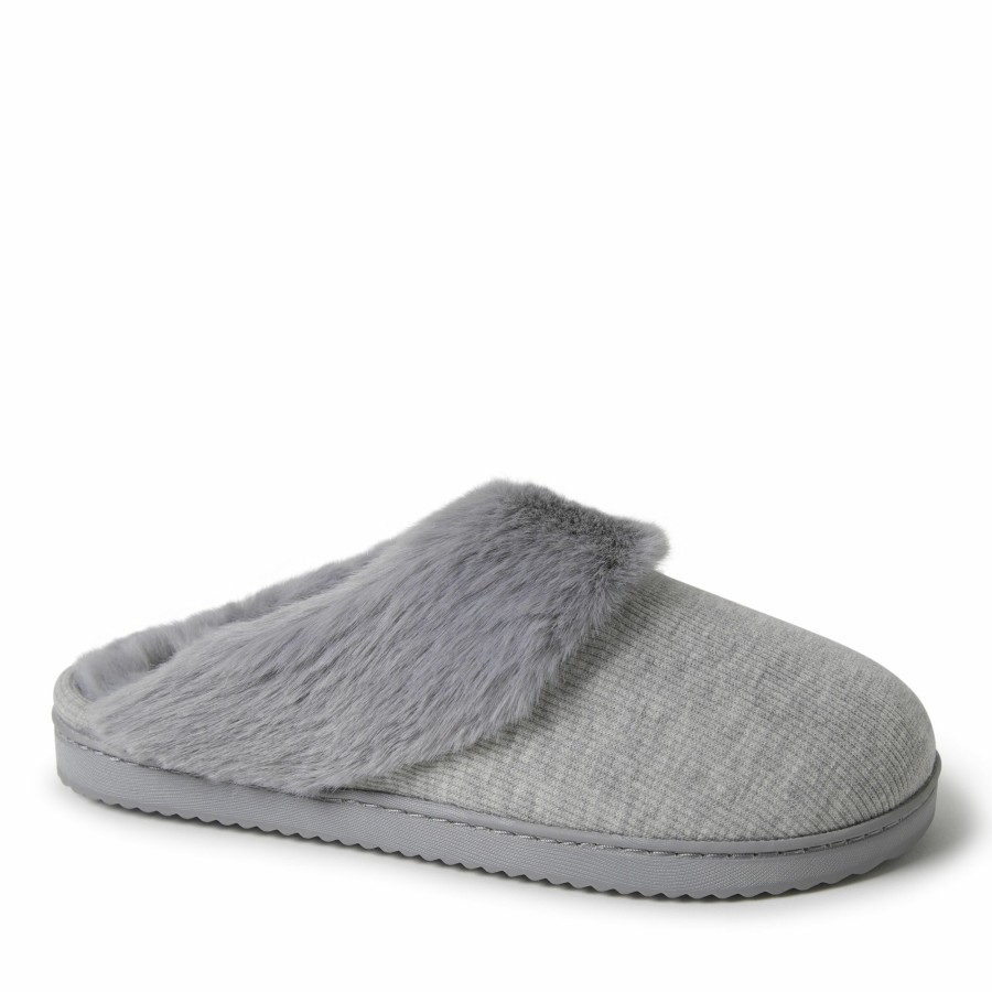 Women Dearfoams Slippers | Women'S Dahlia Rib Knit Scuff