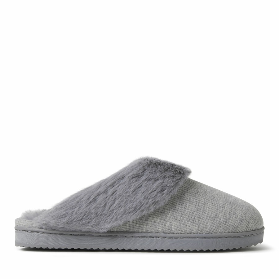 Women Dearfoams Slippers | Women'S Dahlia Rib Knit Scuff