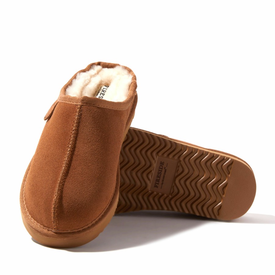 Women Dearfoams Clog & Scuff Slippers | Women'S Fireside By Dearfoams Greta Genuine Shearling Clog