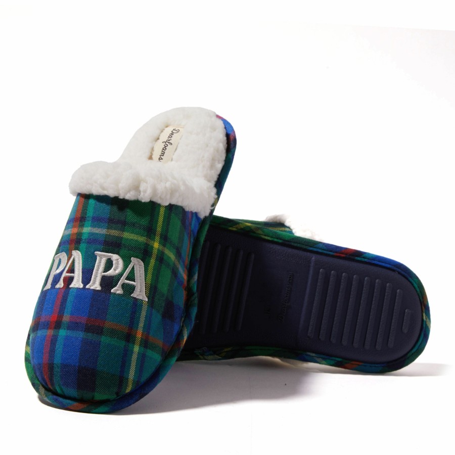 Men Dearfoams Clog & Scuff Slippers | Men'S Papa Bear Plaid Scuff