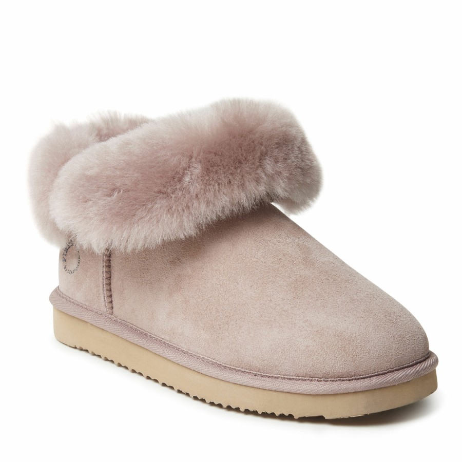 Women Dearfoams Boot & Bootie Slippers | Women'S Fireside By Dearfoams Perth Genuine Shearling Foldover Boot Slipper