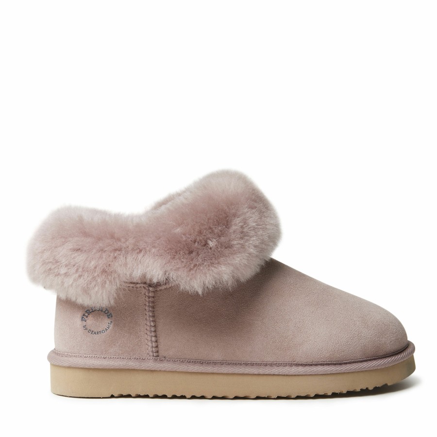 Women Dearfoams Boot & Bootie Slippers | Women'S Fireside By Dearfoams Perth Genuine Shearling Foldover Boot Slipper