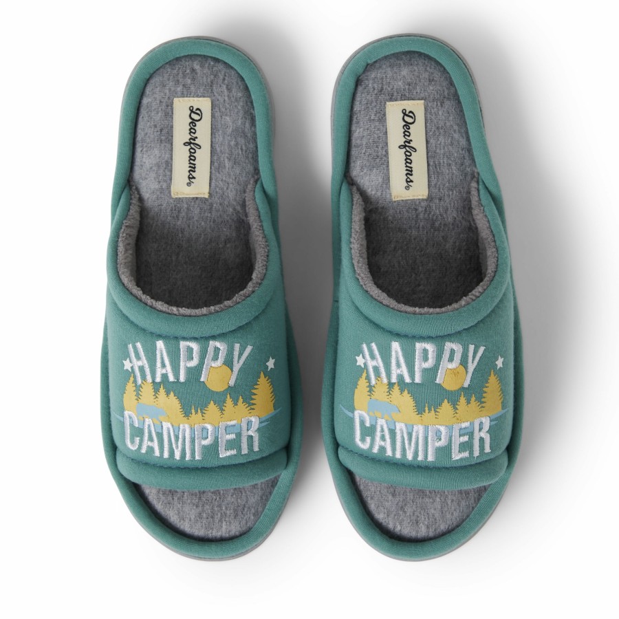 Women Dearfoams Slide & Flip Flop Slippers | Women'S Lennox Sweatshirt Camp Slide Slipper