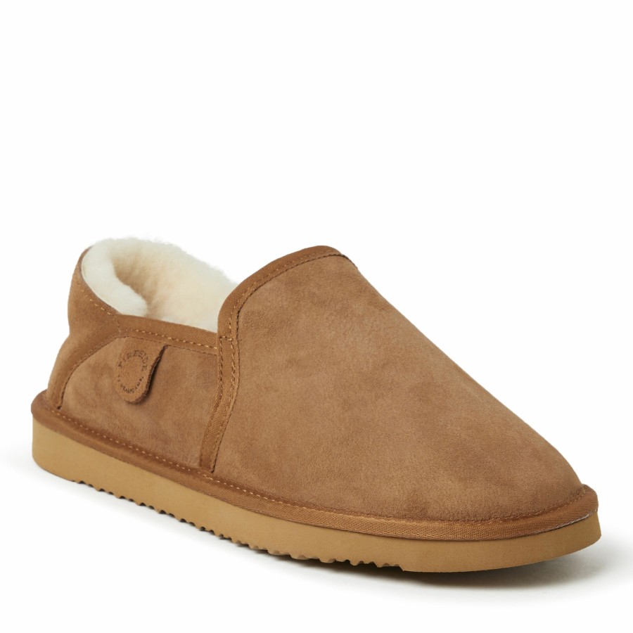 Men Dearfoams Slip-On Slippers | Men'S Fireside By Dearfoams Hobart Genuine Shearling Closed Back Slipper