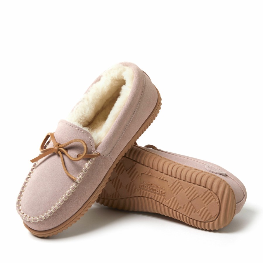 Women Dearfoams Moccasin Slippers | Women'S Fireside By Dearfoams Alice Springs Genuine Shearling Moccasin