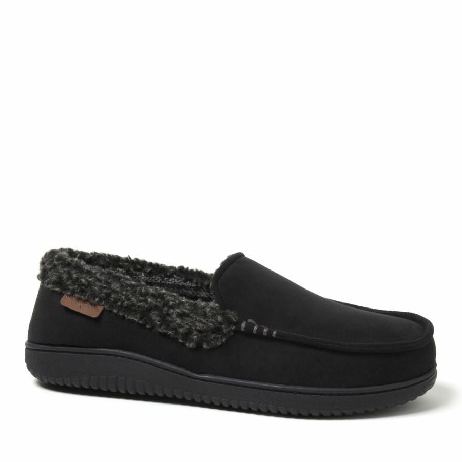 Men Dearfoams Moccasin Slippers | Men'S Alexander Microsuede Moccasin With Berber Casing