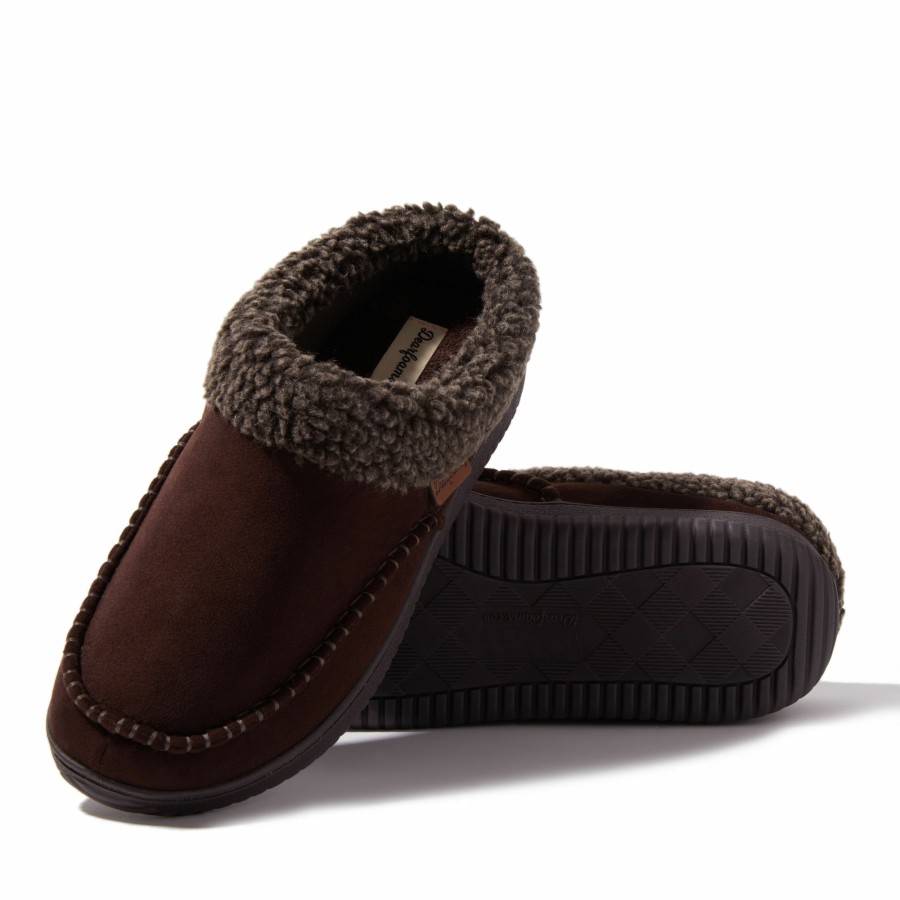 Men Dearfoams Clog & Scuff Slippers | Men'S Marshall Microsuede Moc Toe Clog With Berber Cuff