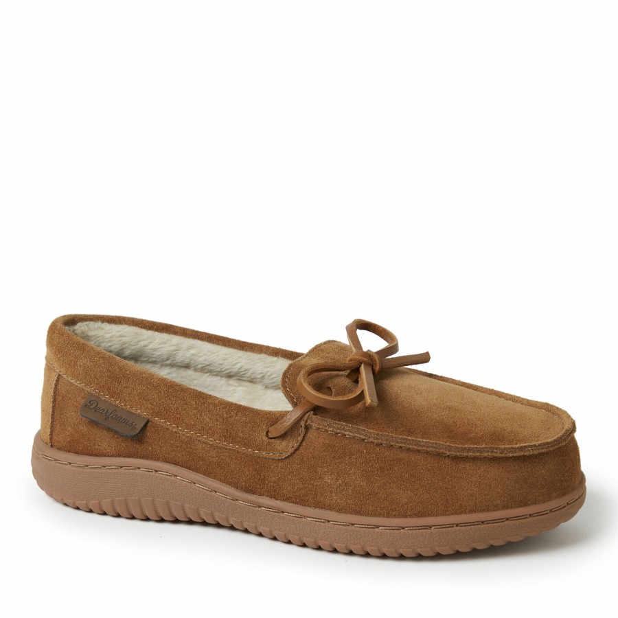 Women Dearfoams Slippers | Women'S Wilmington Genuine Suede Energy Return Moccasin Slippers