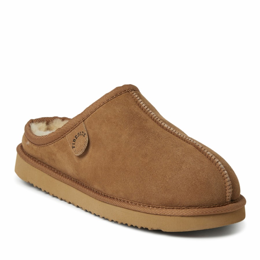 Men Dearfoams Clog & Scuff Slippers | Men'S Fireside By Dearfoams Grafton Genuine Shearling Clog Slipper With Woven Accent