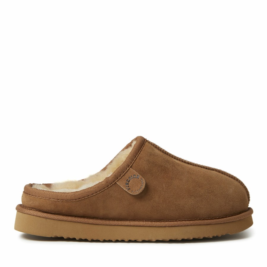 Men Dearfoams Clog & Scuff Slippers | Men'S Fireside By Dearfoams Grafton Genuine Shearling Clog Slipper With Woven Accent