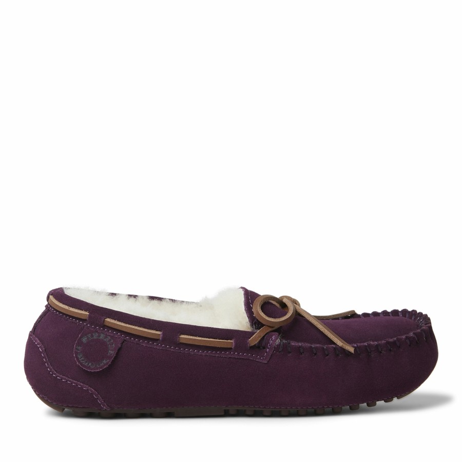 Women Dearfoams Moccasin Slippers | Women'S Fireside By Dearfoams Victoria Genuine Shearling Lace Moccasin Slipper