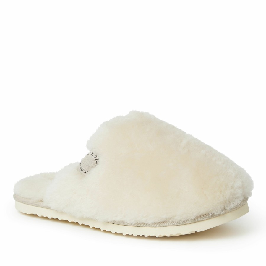 Women Dearfoams Clog & Scuff Slippers | Women'S Fireside By Dearfoams Shelly Beach Genuine Shearling Scuff