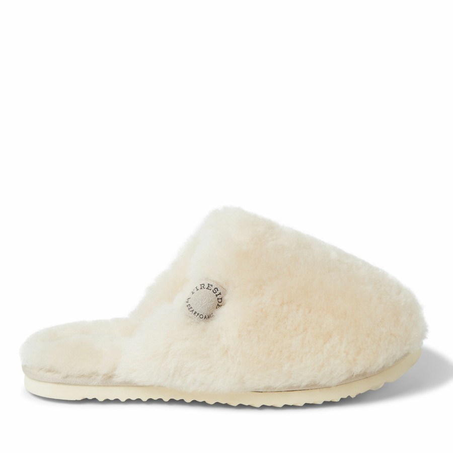 Women Dearfoams Clog & Scuff Slippers | Women'S Fireside By Dearfoams Shelly Beach Genuine Shearling Scuff