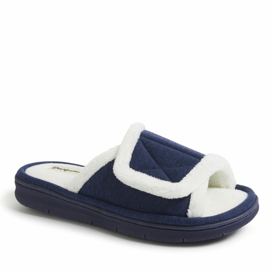 Women Dearfoams Slide & Flip Flop Slippers | Women'S Orla Adjustable Sweatshirt Slide