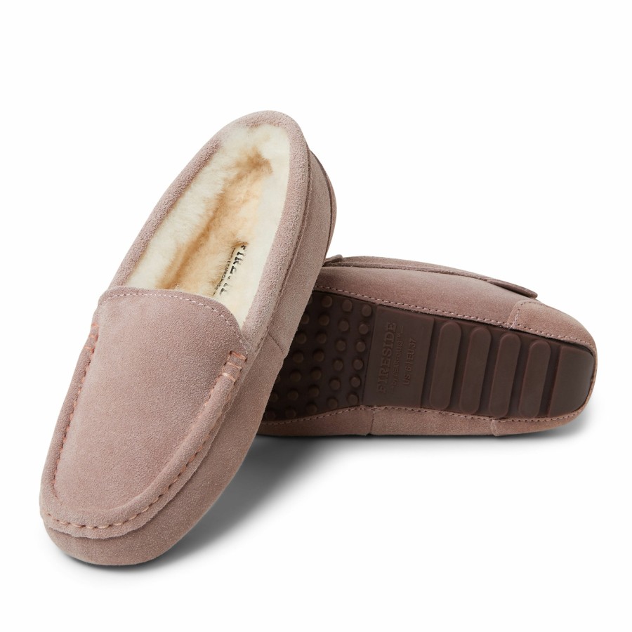 Women Dearfoams Moccasin Slippers | Women'S Fireside By Dearfoams Mel Genuine Shearling Moccasin