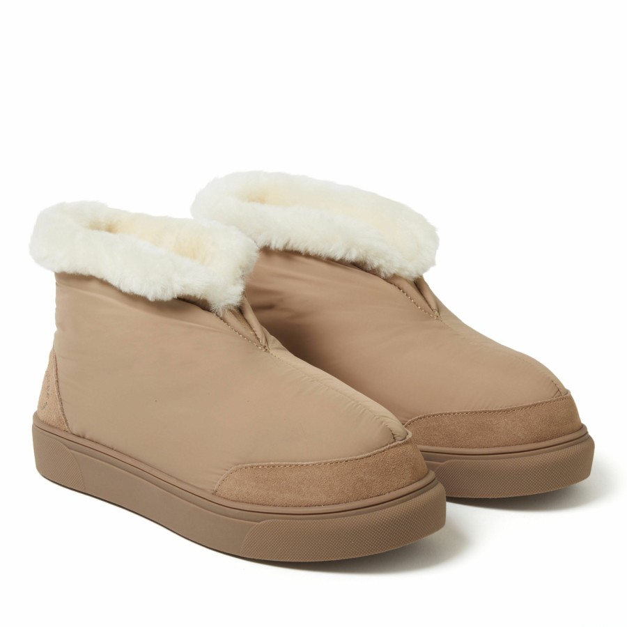 Women Dearfoams Boot & Bootie Slippers | Women'S Fireside By Dearfoams Shearling Warm Up Bootie