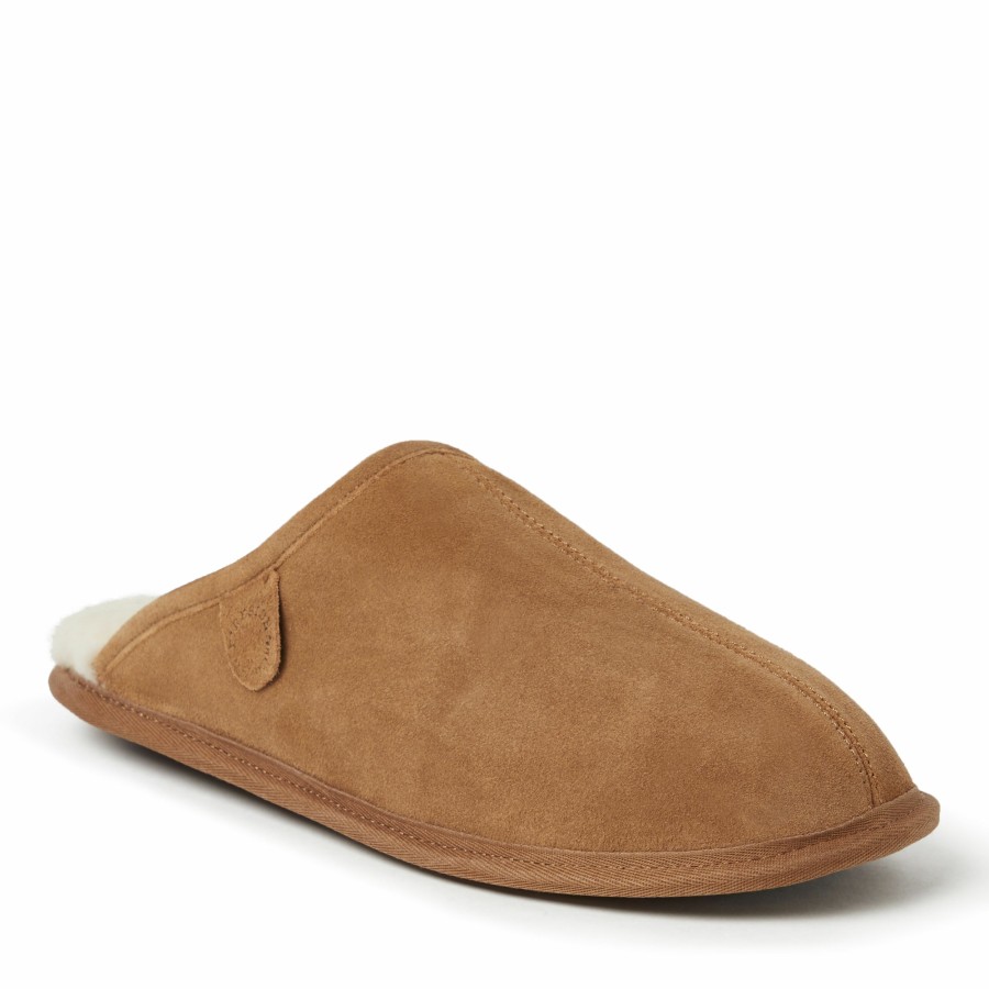 Men Dearfoams Slippers | Men'S Fireside By Dearfoams Warwick Genuine Shearling Scuff Slipper